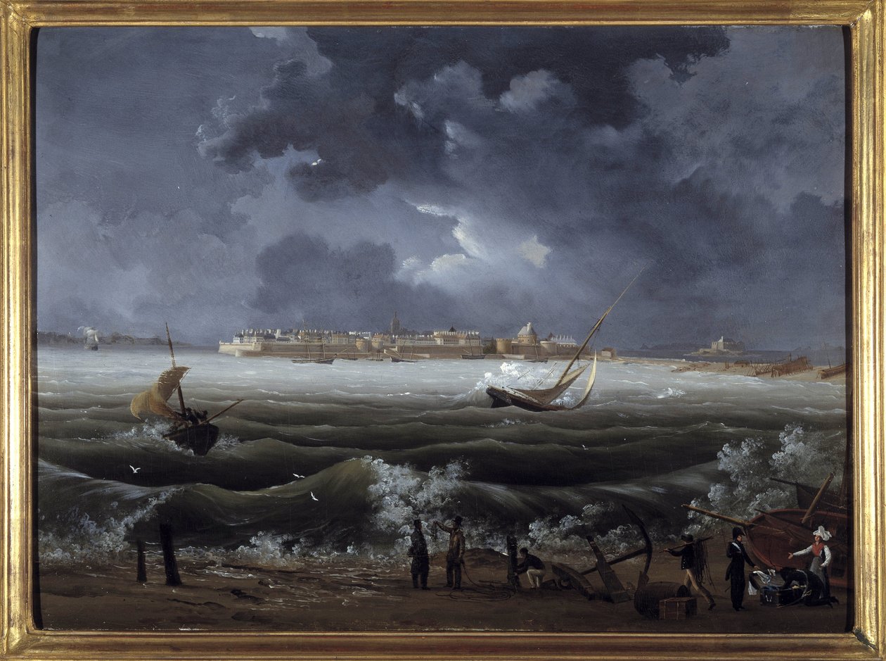 Saint Malo, Louis Garneray, sd. 1820 dolaylarında, Tuval üzerine yağlı boya, H. 0,330; 0,460. CCIP Col. by Ambroise Louis Garneray
