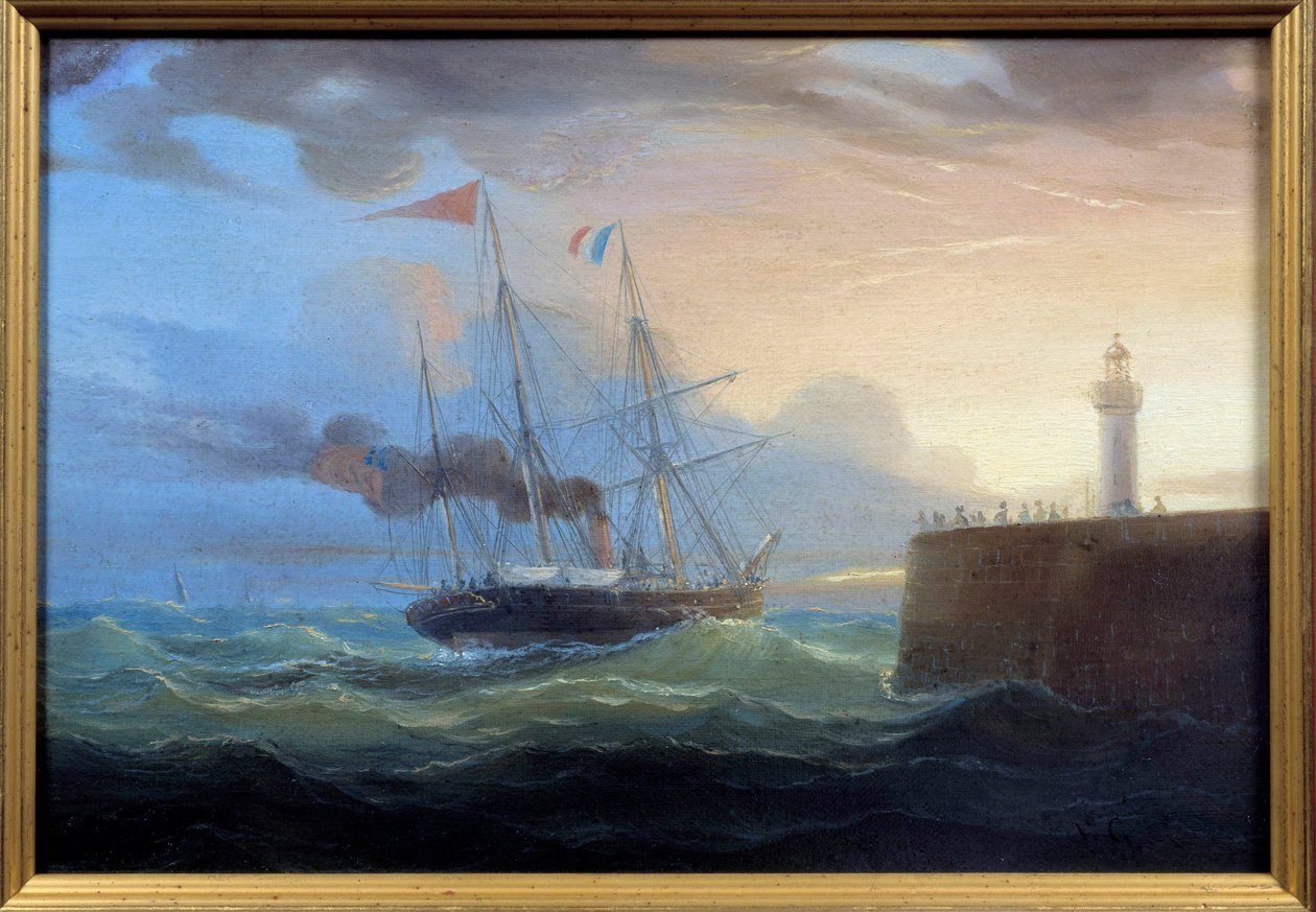 Limandan Giden Buhar Tablosu Louis Garneray (1783-1857) 19. yüzyıl Fecamp, Newfoundland Müzesi by Ambroise Louis Garneray