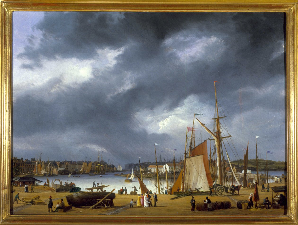 Dieppe Limanı, Louis Garneray, sd. 1820 dolaylarında, Tuval üzerine yağlı boya, H. 0,330; 0,460. CCIP Col. by Ambroise Louis Garneray