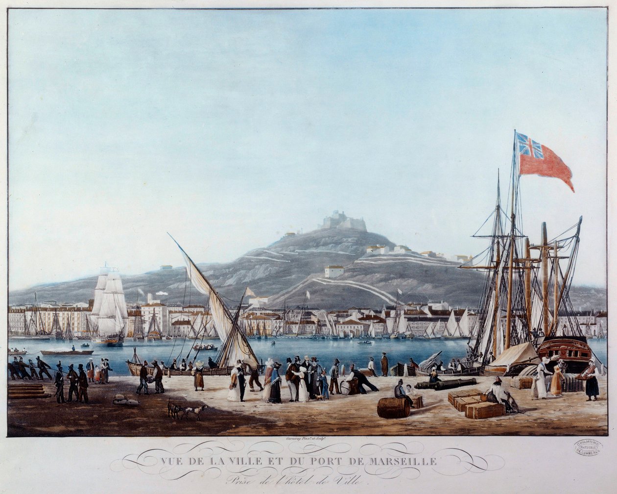 Ambroise Louis Garneray (1783-1857) tarafından Restorasyon Suluboya altında Marsilya limanının görünümü 19. yüzyıl Marsilya, Musee de la Marine by Ambroise Louis Garneray
