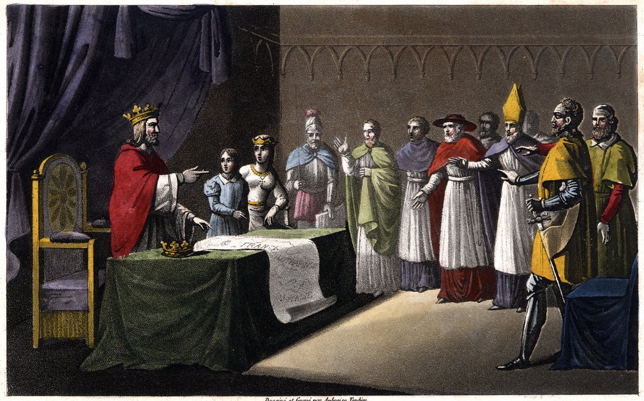 Solucanlar Meclisi: Fransa kralı I. Louis Debonnaire (778-840), üç oğlu (Lothaire, Pepin ve Louis) tarafından krallığını dördüncü oğlu (Charles, kralın yanında mavi) 833