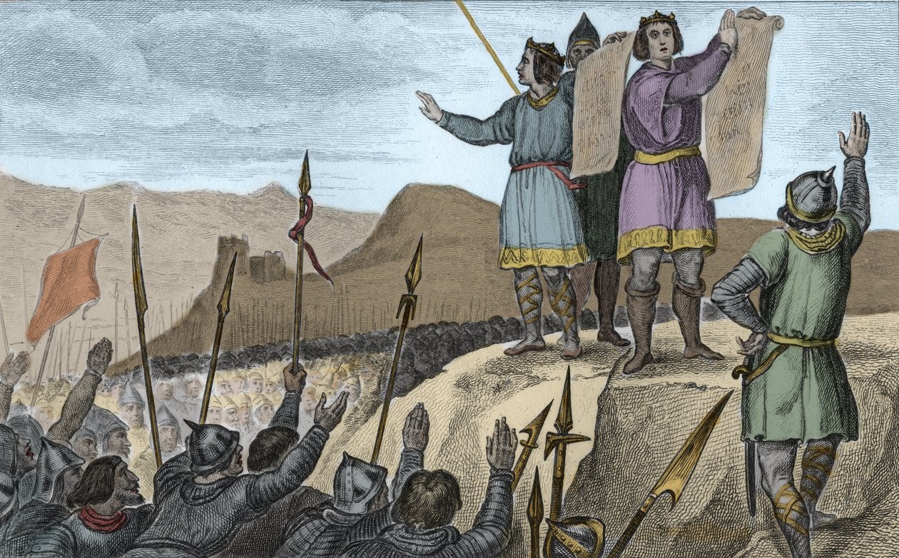 Charles II (823-77) Kel ve kardeşi Alman Louis 842