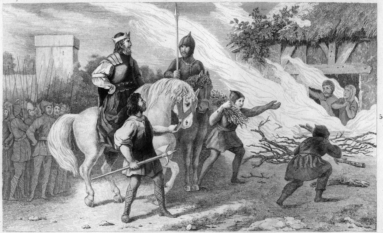 Chlothar I (497-561) asi oğlunu ve ailesini yakar, 560 - Frank Kralı Clotaire (Clothaire) I (497-561), oğlu Chramne