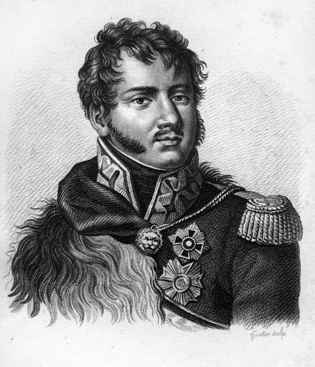 Prens Joseph (Jozef) Antoni Poniatowski (1763-1813), Polonyalı subay, imparatorluğun mareşali. “Fransızların zaferlerini ve fetihlerini izleyen Fransız generallerinin portreleri”nde. 1818