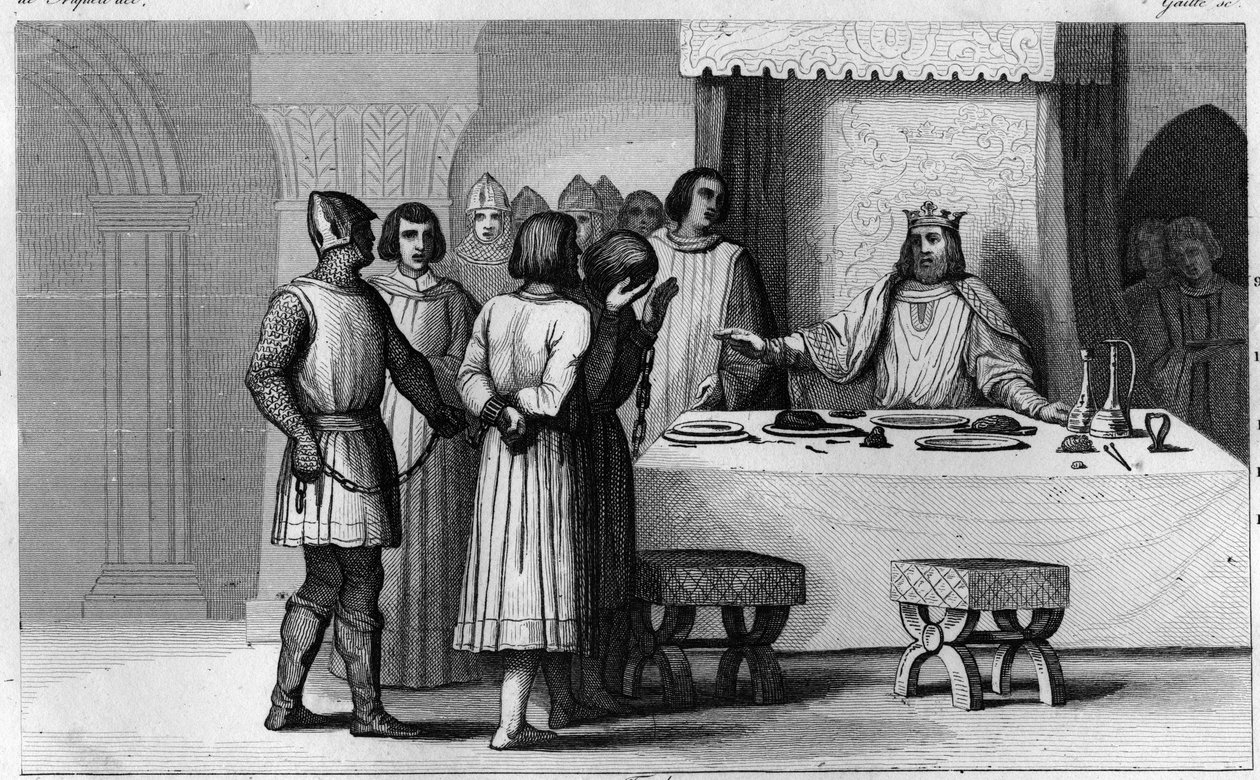 Robert II, Dindar (yaklaşık 970-1031) komplocuları serbest bıraktı - Robert II dit “The Pious” (yaklaşık 972-1031), Capetians hanedanı - 2 komplocunun ölüme mahkum edildiğini bilerek, onları komüner yaptı, güzel davran sonra özgürlüğe kavuştur - Tur by Ambroise Tardieu