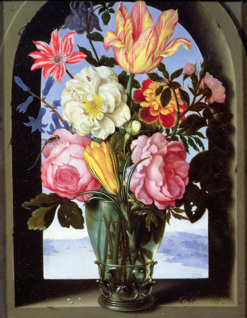 Bir bardakta çiçeklerin natürmort by Ambrosius the Elder Bosschaert