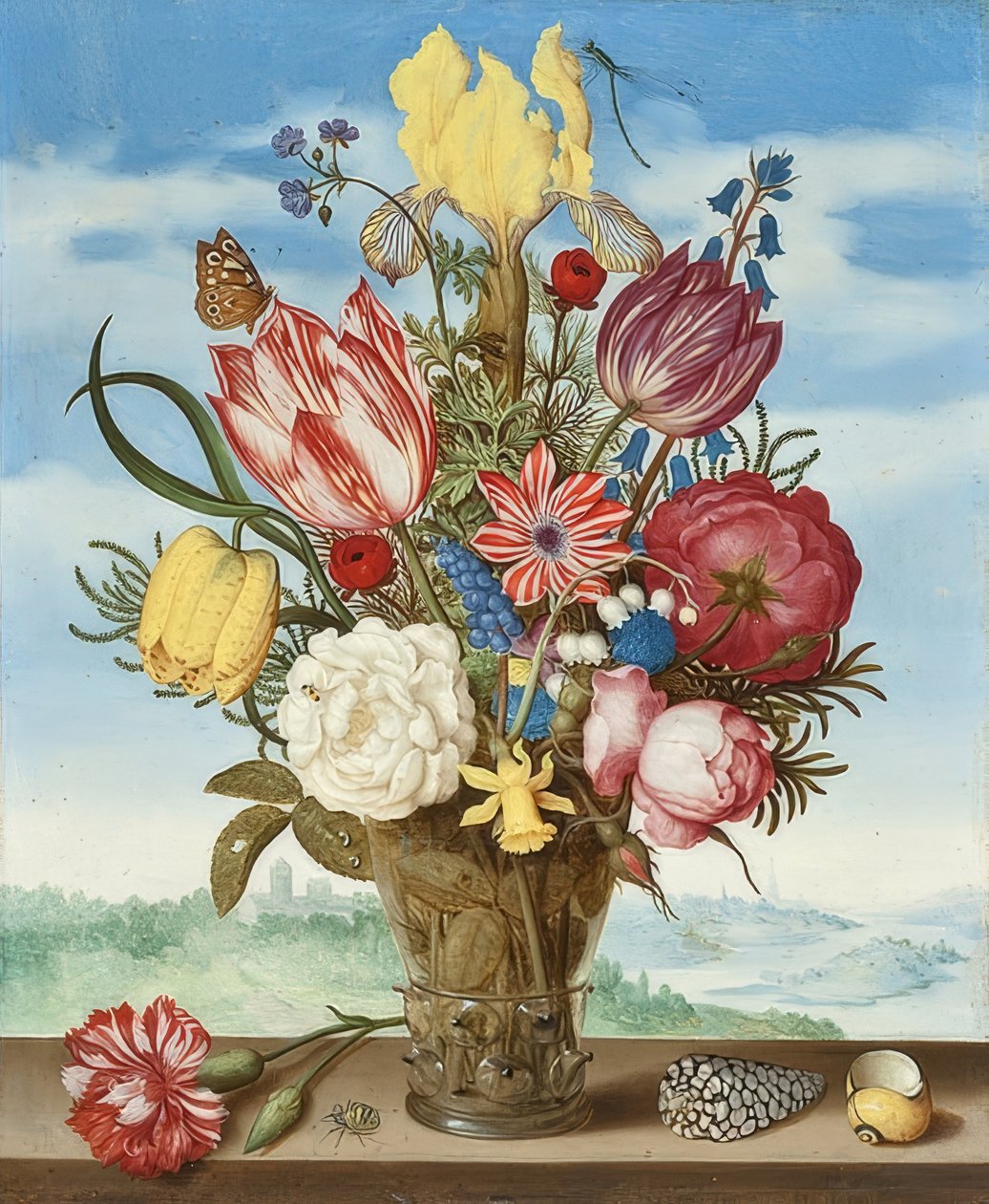 Bir çıkıntıda çiçek buketi. 1619 by Ambrosius the Elder Bosschaert