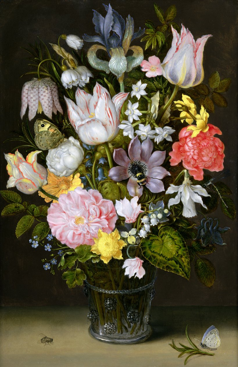 Çiçekli Natürmort (bakır üzerine yağlı boya) by Ambrosius the Elder Bosschaert