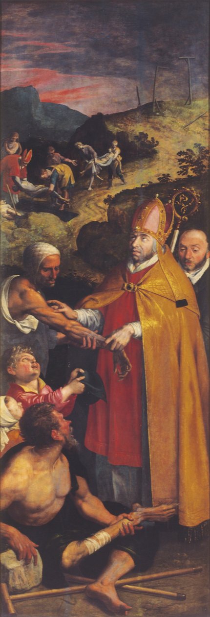 Aziz Eligius topallara yardım eder ve ölüleri gömer (panel üzerine yağ) by Ambrosius the Elder Francken or Franck