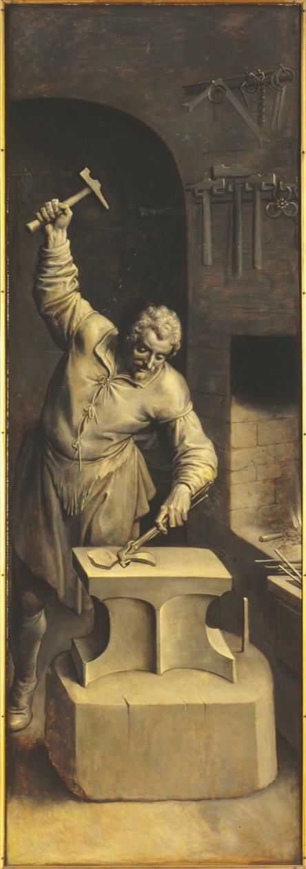 Aziz Eligius atölyesinde (panel üzeri yağlıboya) by Ambrosius the Elder Francken or Franck