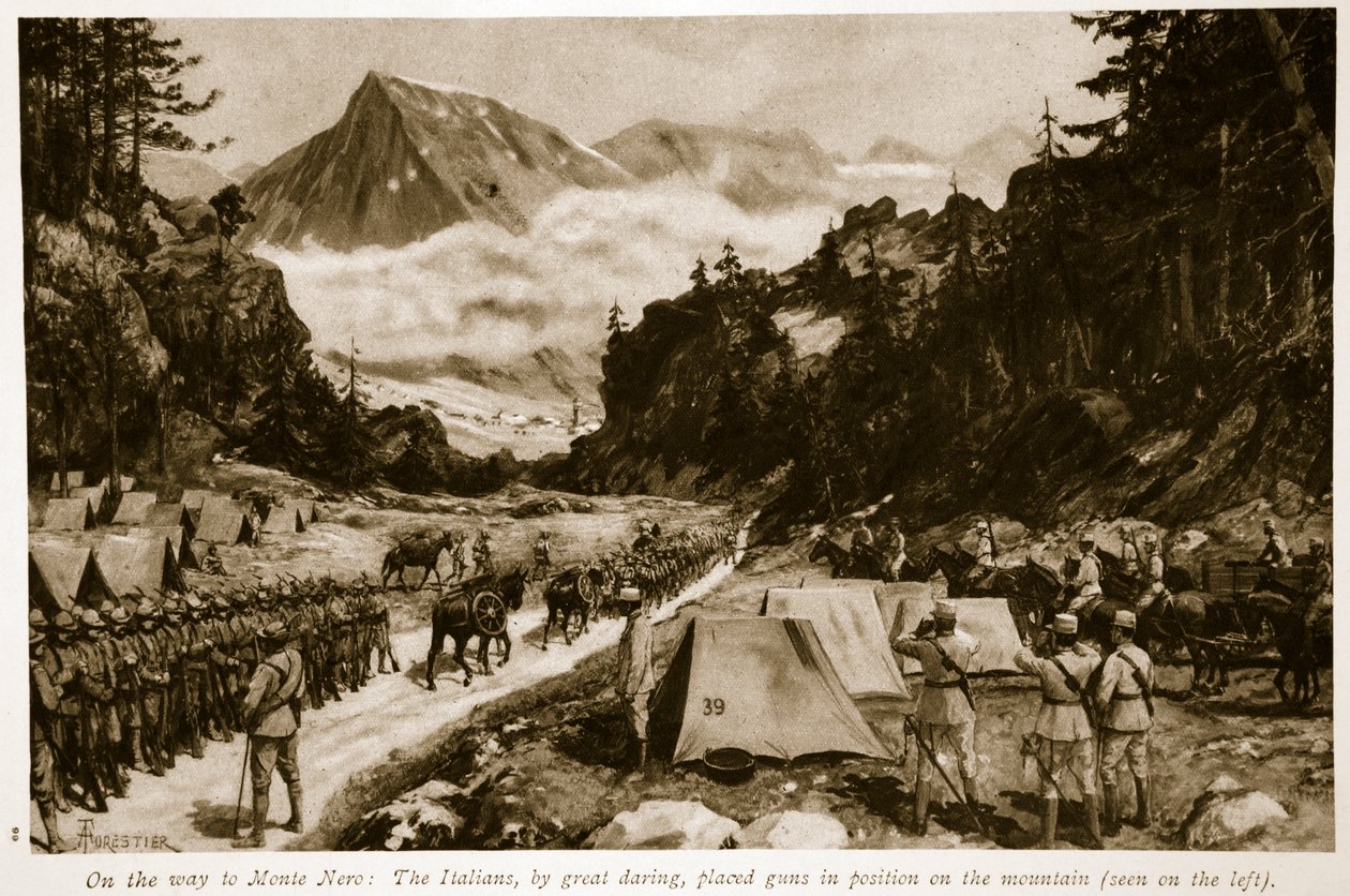Monte Nero yolunda: İtalyanlar, büyük bir cüretle, silahları dağa yerleştirdiler, 1914-19 by Amedee Forestier