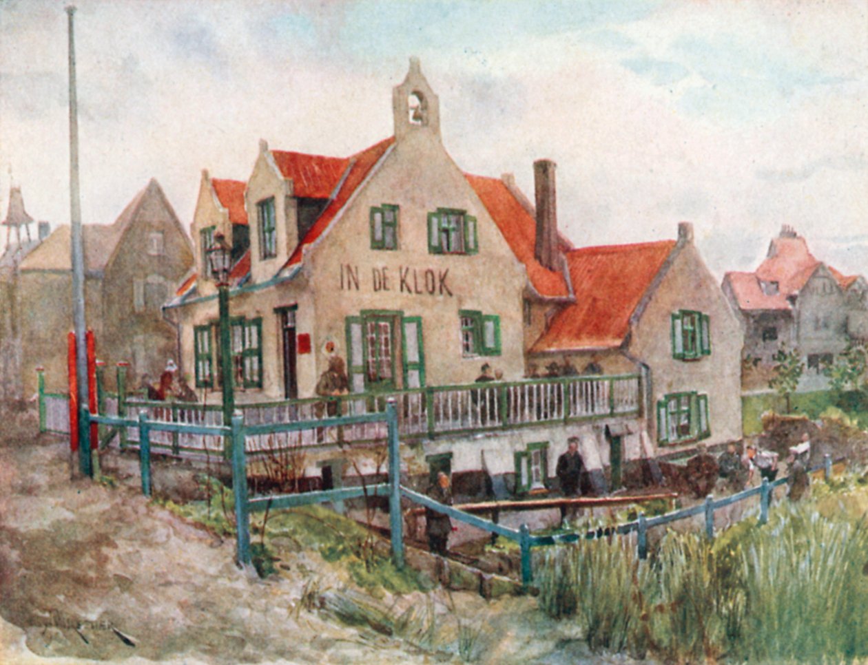 Bir Flaman Hanı - Skittles Oynuyor, La Panne (renkli taş baskı) by Amedee (after) Forestier