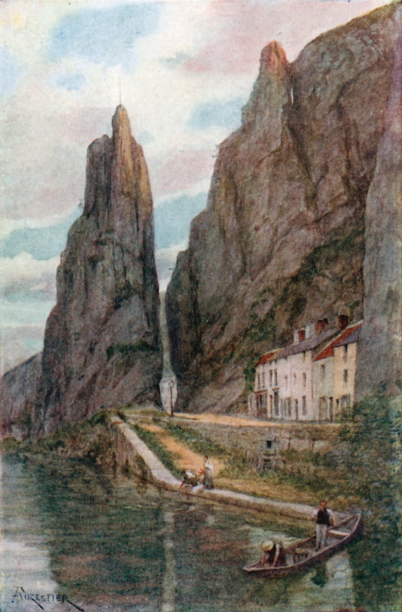 Le Rocher Bayard, Dinant (renkli lito) by Amedee (after) Forestier