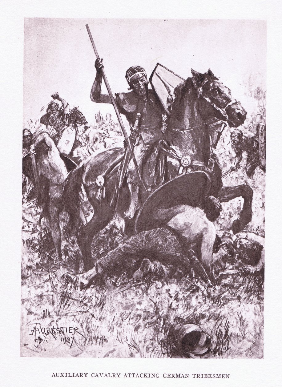 Alman kabile üyelerine saldıran yardımcı süvariler, The Roman Soldier