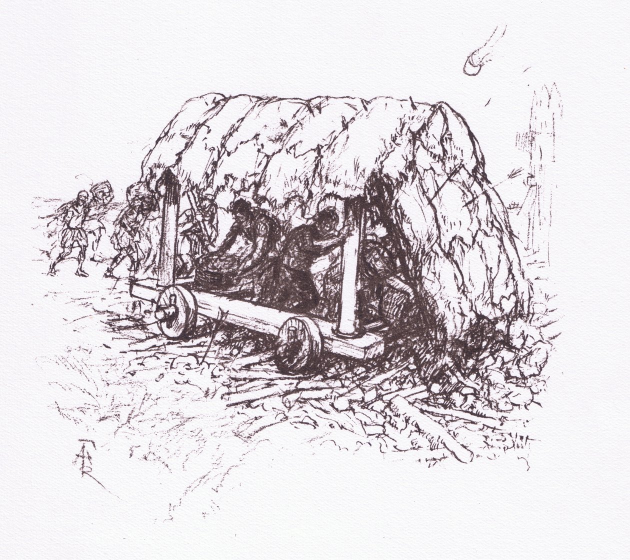 Kaplumbağa, bir tarla makinesi, Roma Askerinden bir çizim, 1928 by Amedee Forestier