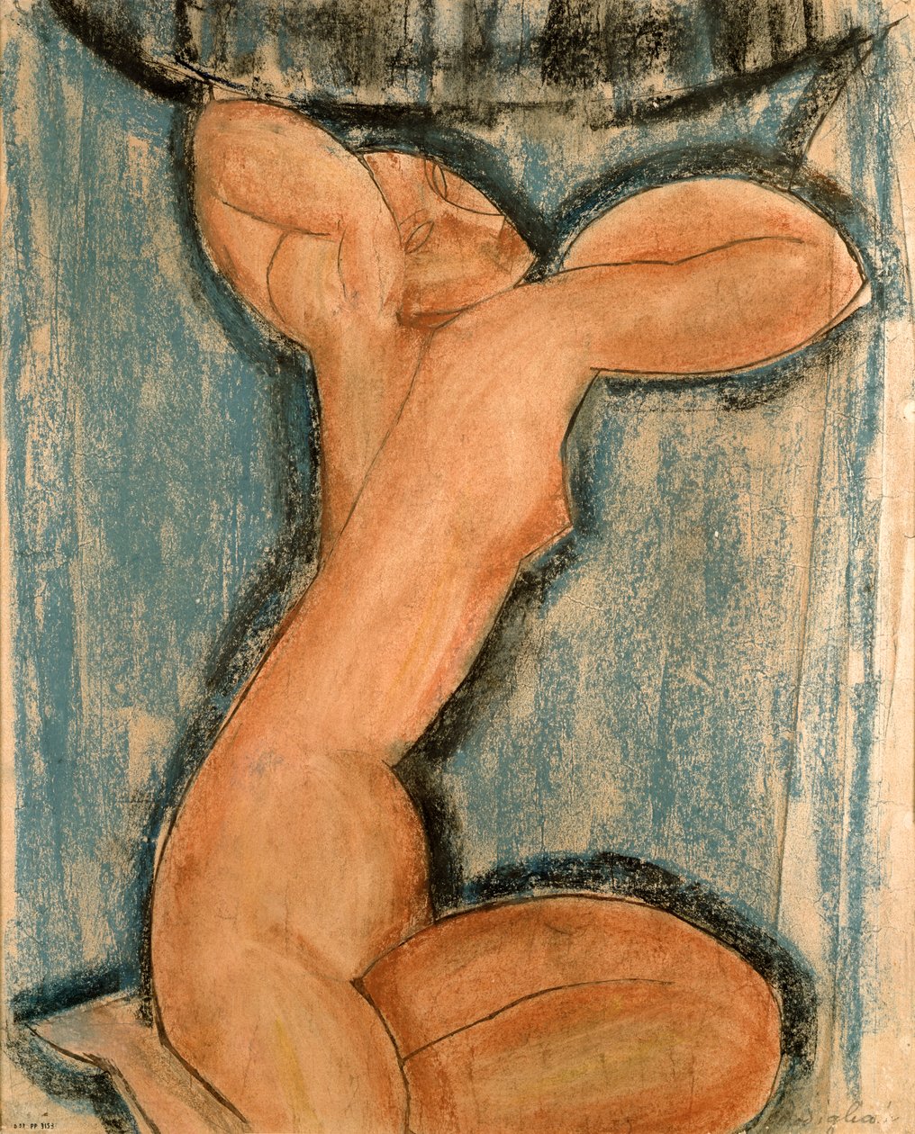 Caryatid, 1911 (pastel on paper) by Amedeo Modigliani