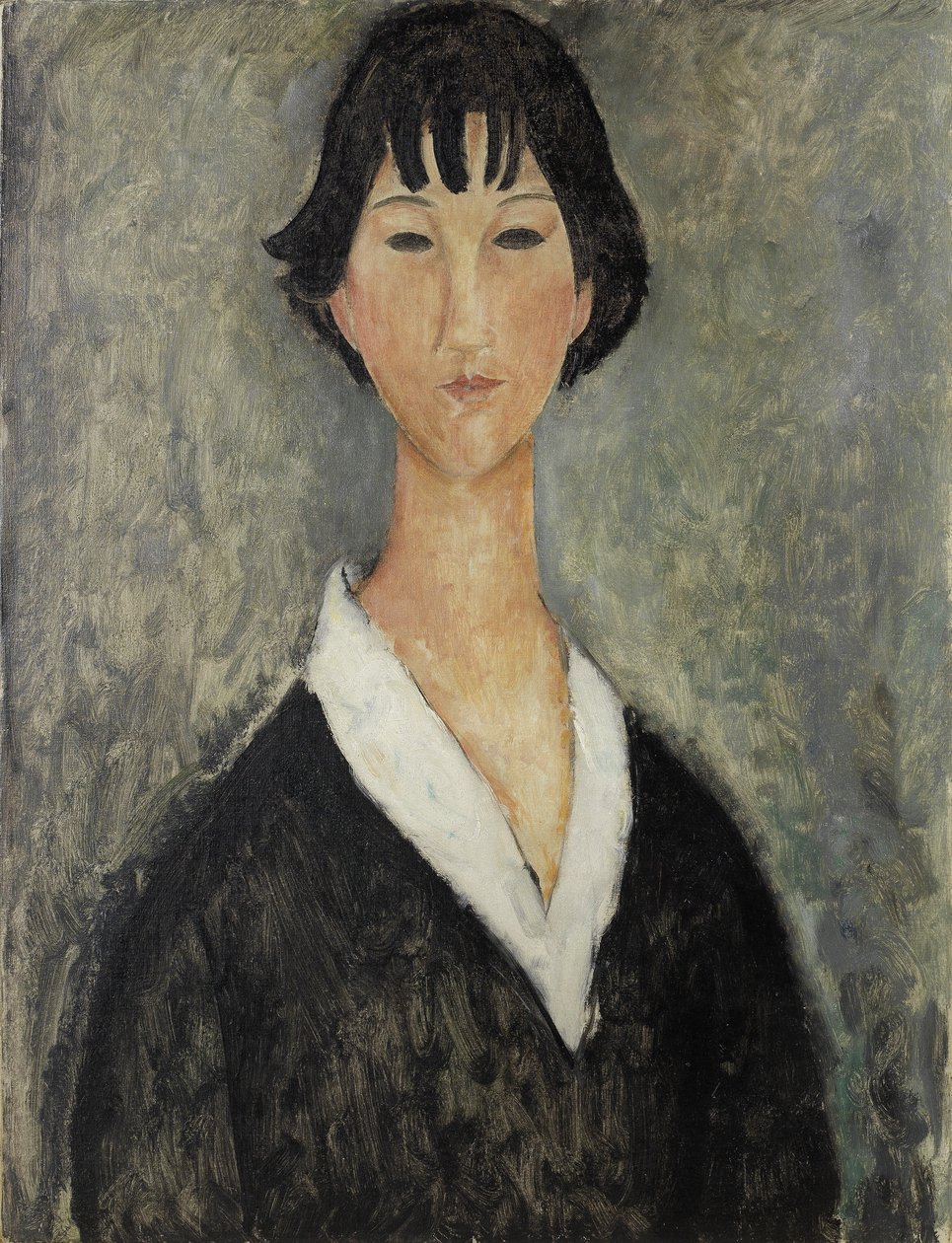 koyu saçlı genç kız by Amedeo Modigliani