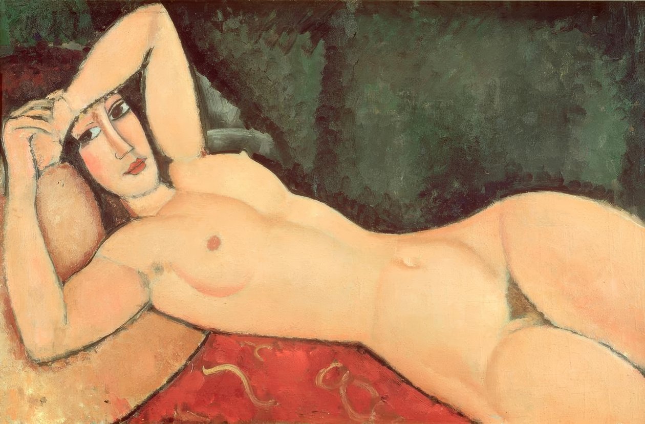 Çıplak bebek bezi, bir kol alnın üzerine katlanmış by Amedeo Modigliani