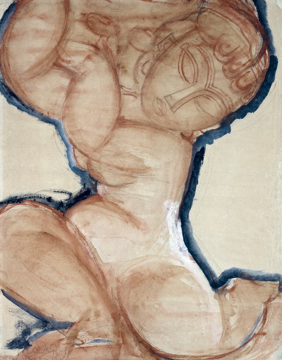 Mavi Bordürlü Pembe Karyatid, c.1913 by Amedeo Modigliani
