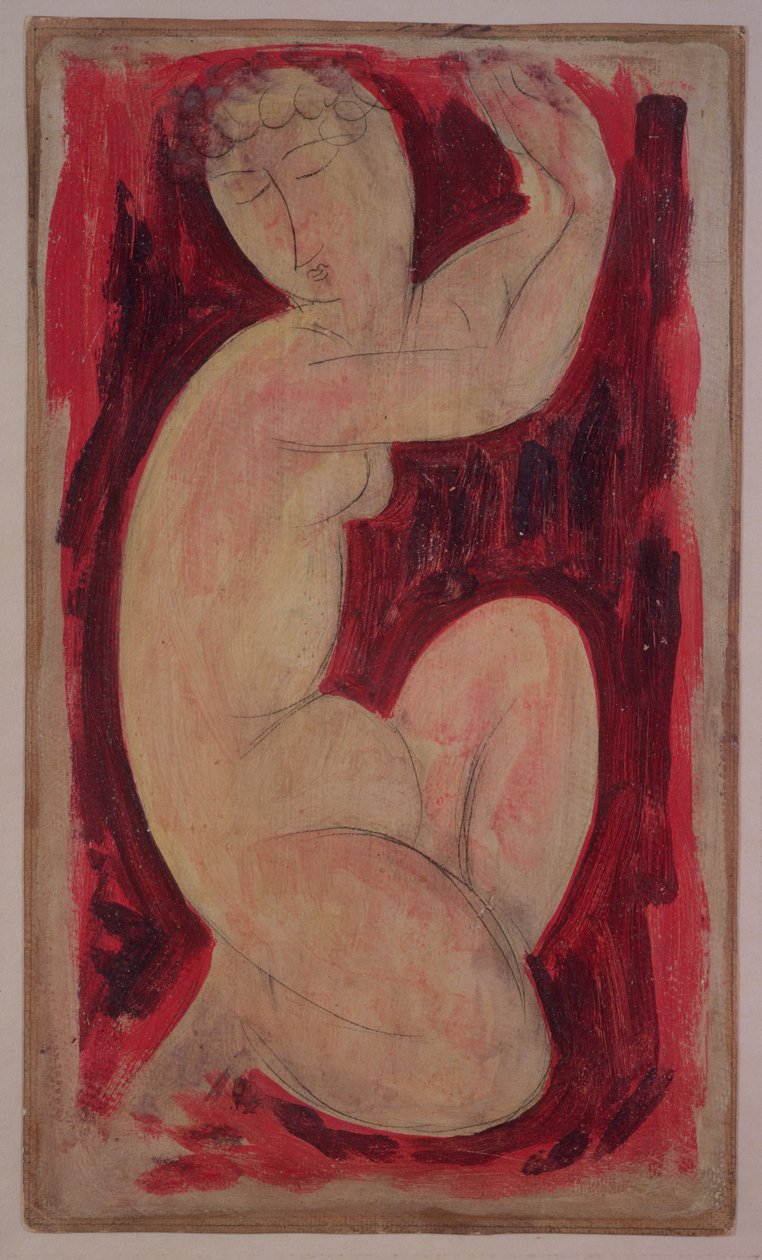 Red Caryatid, 1913 (gemide yağ, tempera ve pastel boya) by Amedeo Modigliani