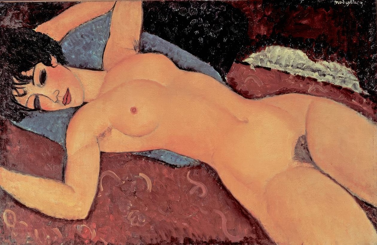 kırmızı kadın çıplak by Amedeo Modigliani