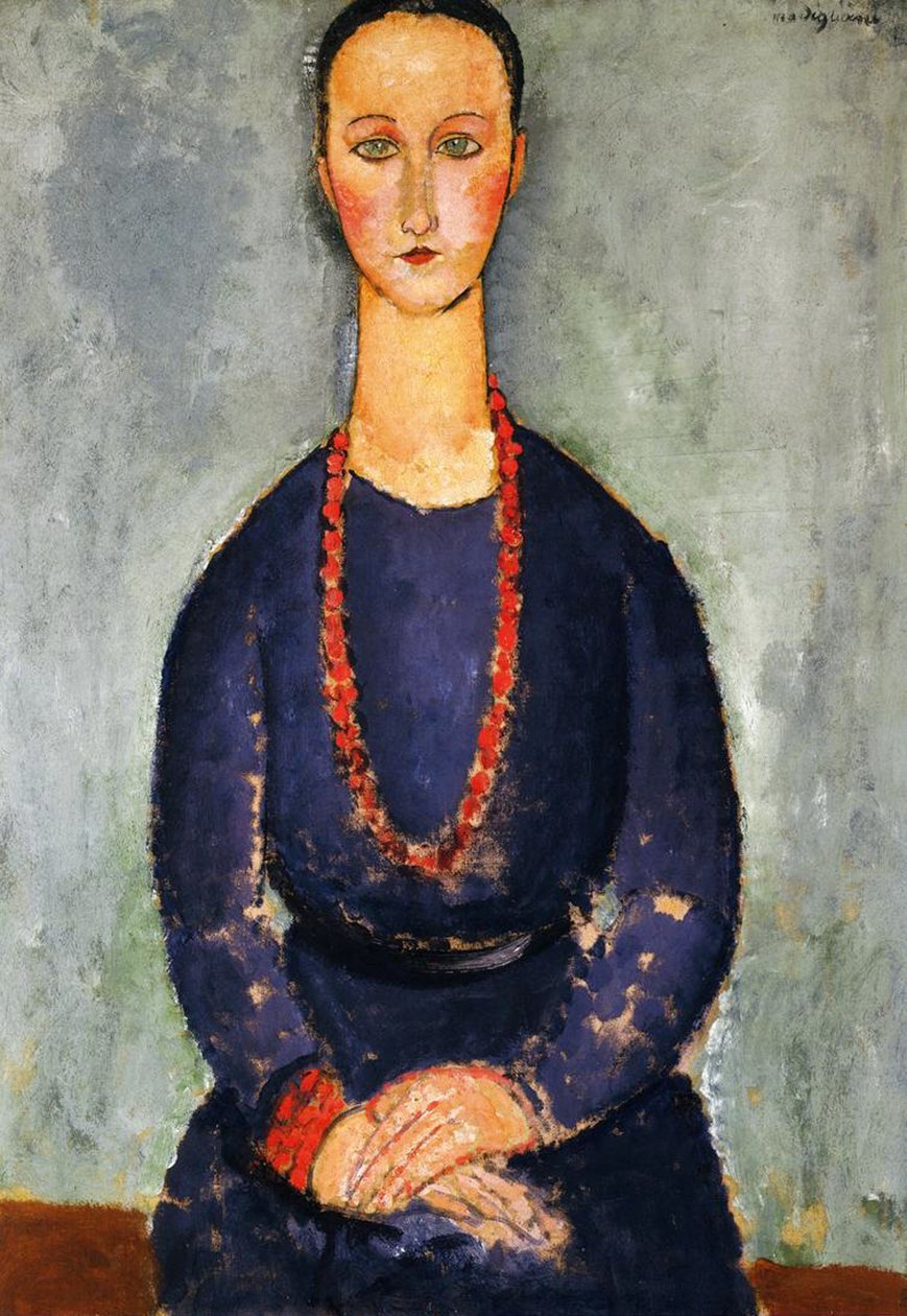 ದಿ ರೆಡ್ ನೆಕ್ಲೆಸ್, 1918 ಟರ್ಕ್ by Amedeo Modigliani