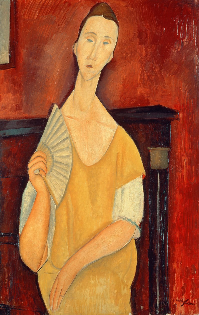 Woman with a Fan (Lunia Czechowska) 1919  by Amedeo Modigliani