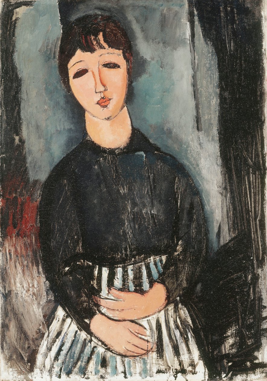 Çizgili Önlüklü Bir Hizmetçi, 1916 by Amedeo Modigliani