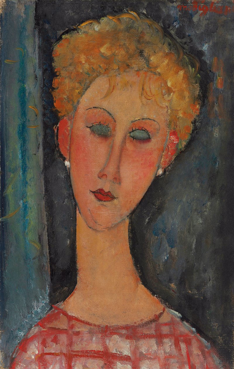 Kıvırcık Saçlı Sarışın Kadın; Küpeli sarışın, c.1918-1919 by Amedeo Modigliani