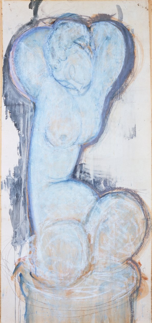 Caryatid, c.1914 (kağıt üzerine guaj, tuval ve panel üzerine serilmiş) by Amedeo Modigliani