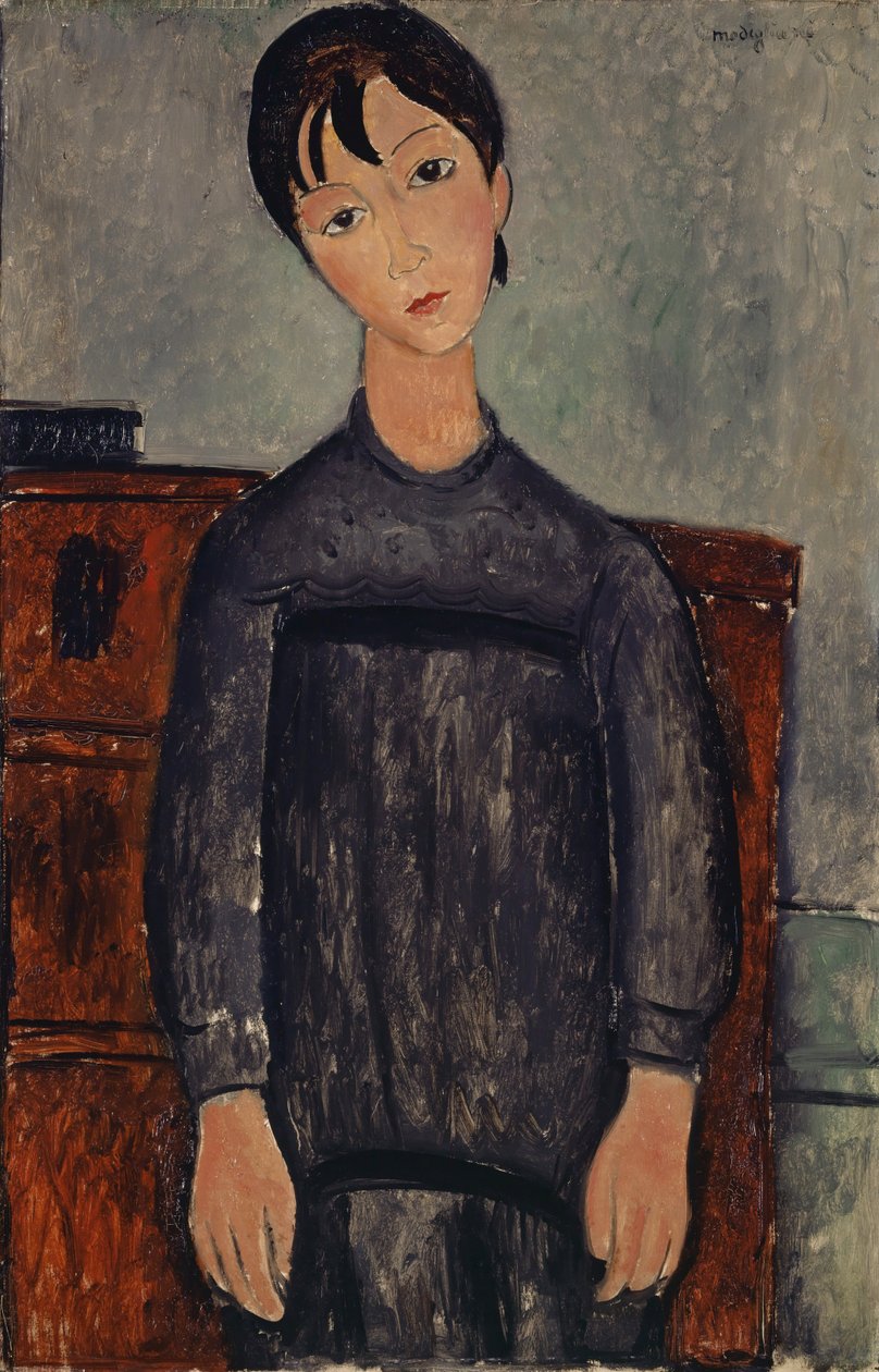 Siyah Önlükte Duran Kız, 1918 by Amedeo Modigliani