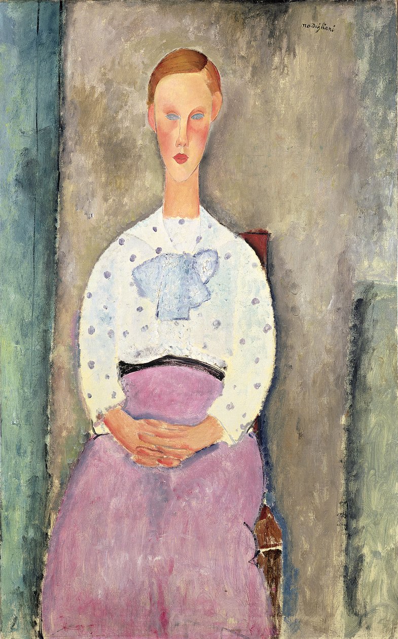 Puantiyeli Bluzlu Kız, 1919 by Amedeo Modigliani