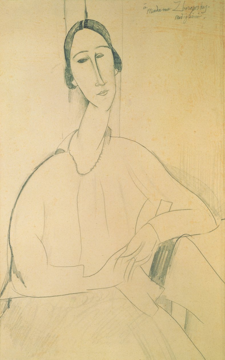 Hanka Zborowska, yaklaşık 1917 (kağıt üzerinde pastel boya) by Amedeo Modigliani