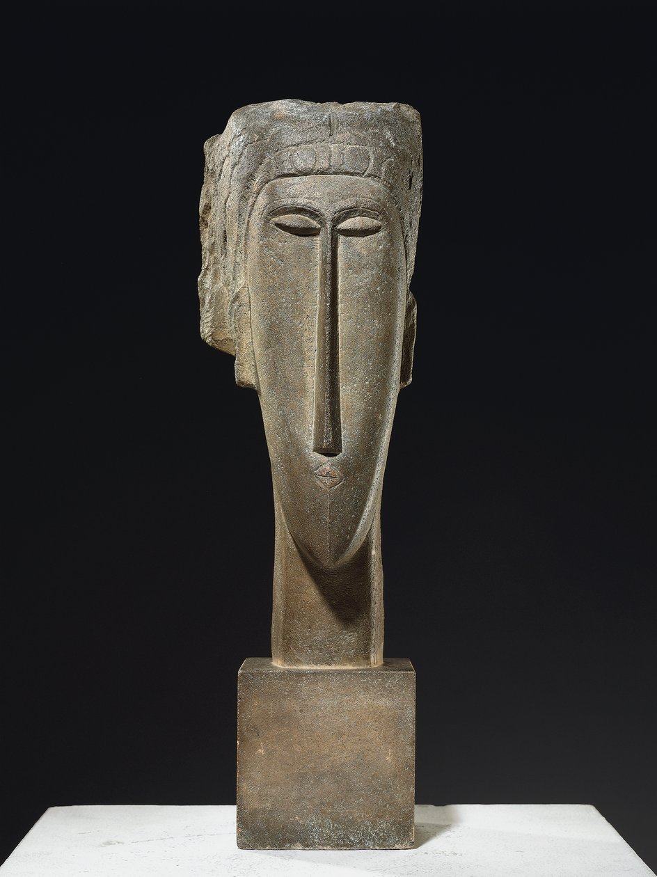 Kafa, c.1910-12 (kireçtaşı) by Amedeo Modigliani
