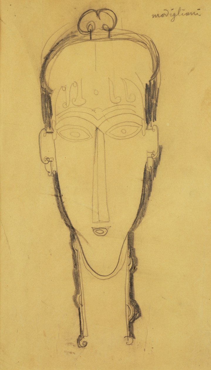Baş Elbiseli Bir Karyatid Başkanı, 1911 by Amedeo Modigliani