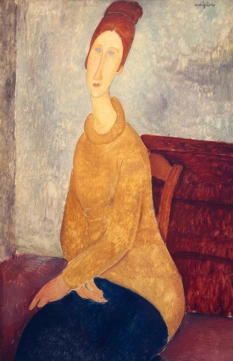 Sarı bir kazak ile Jeanne Hebuterne by Amedeo Modigliani