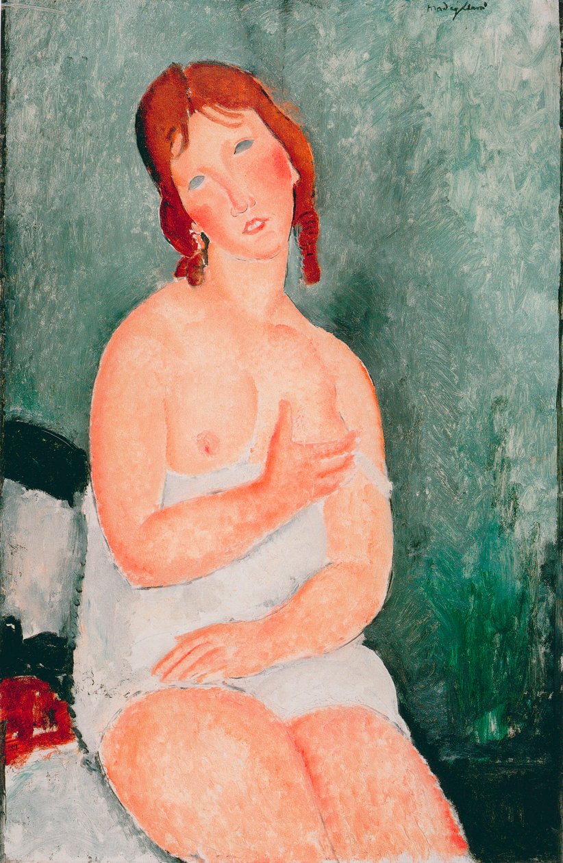 Gömlekli genç kadın - Boyama Amedeo Modigliani (1884-1920) by Amedeo Modigliani