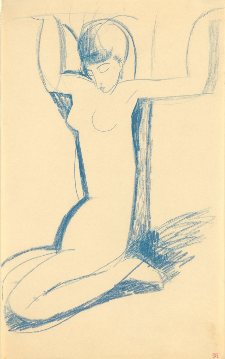 Diz çökmüş Mavi Karyatid, c. 1911 by Amedeo Modigliani