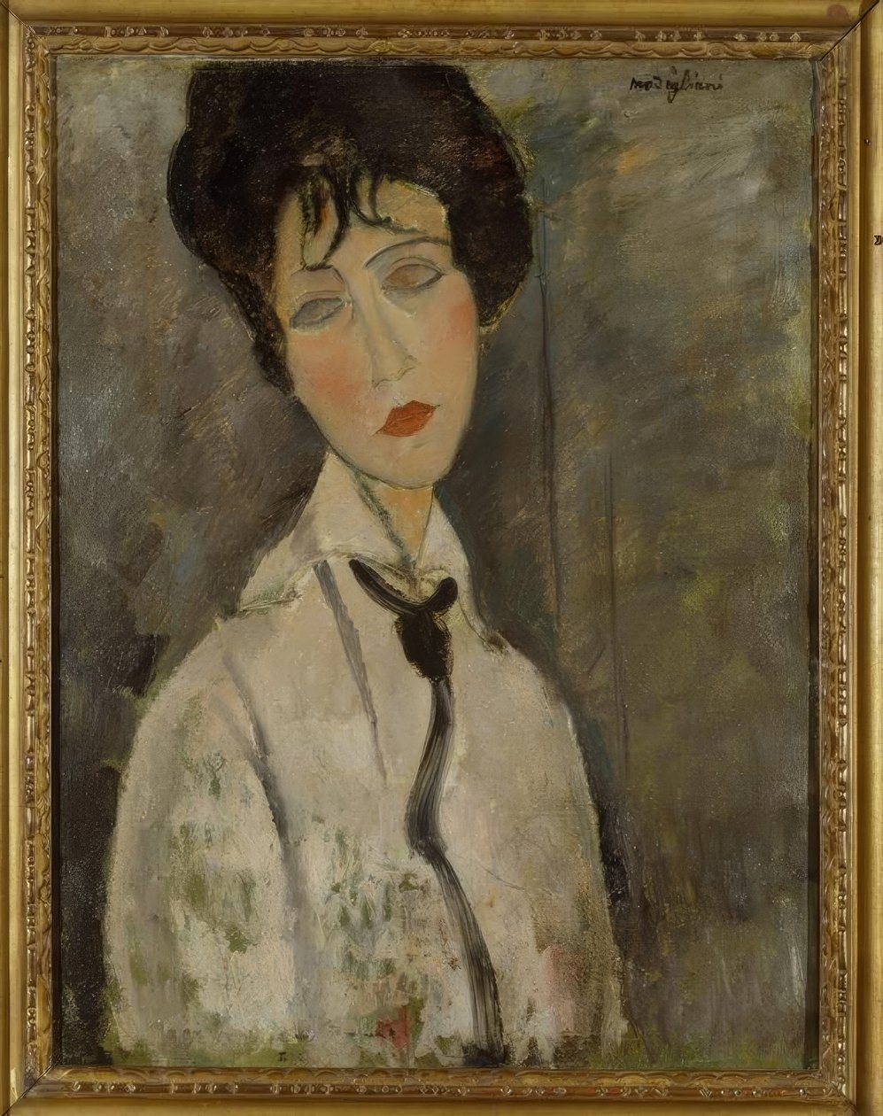 siyah kravatlı kadın by Amedeo Modigliani