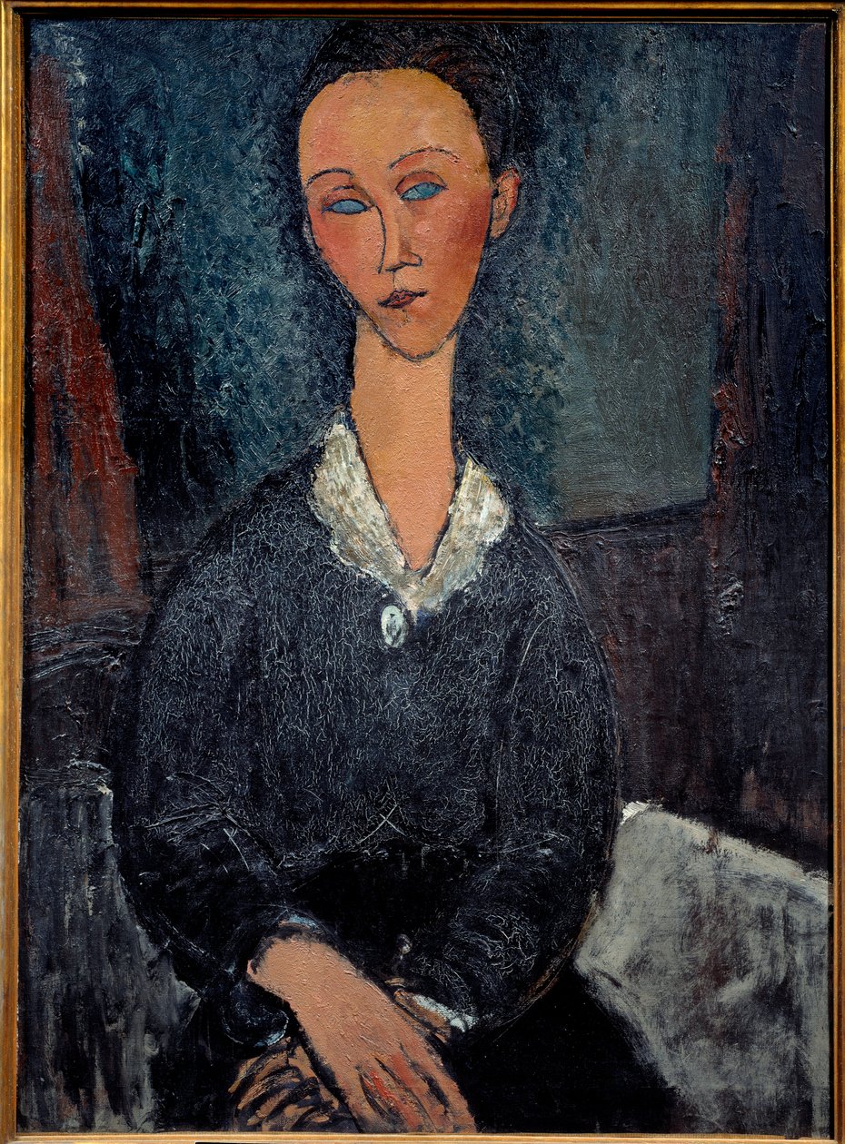 La woman au col blanc Resim Amedeo Modigliani (1884-1920) tarafından 20. yüzyıl Güneşi. 0,92x0,6 m Grenoble, Güzel Sanatlar Müzesi by Amedeo Modigliani