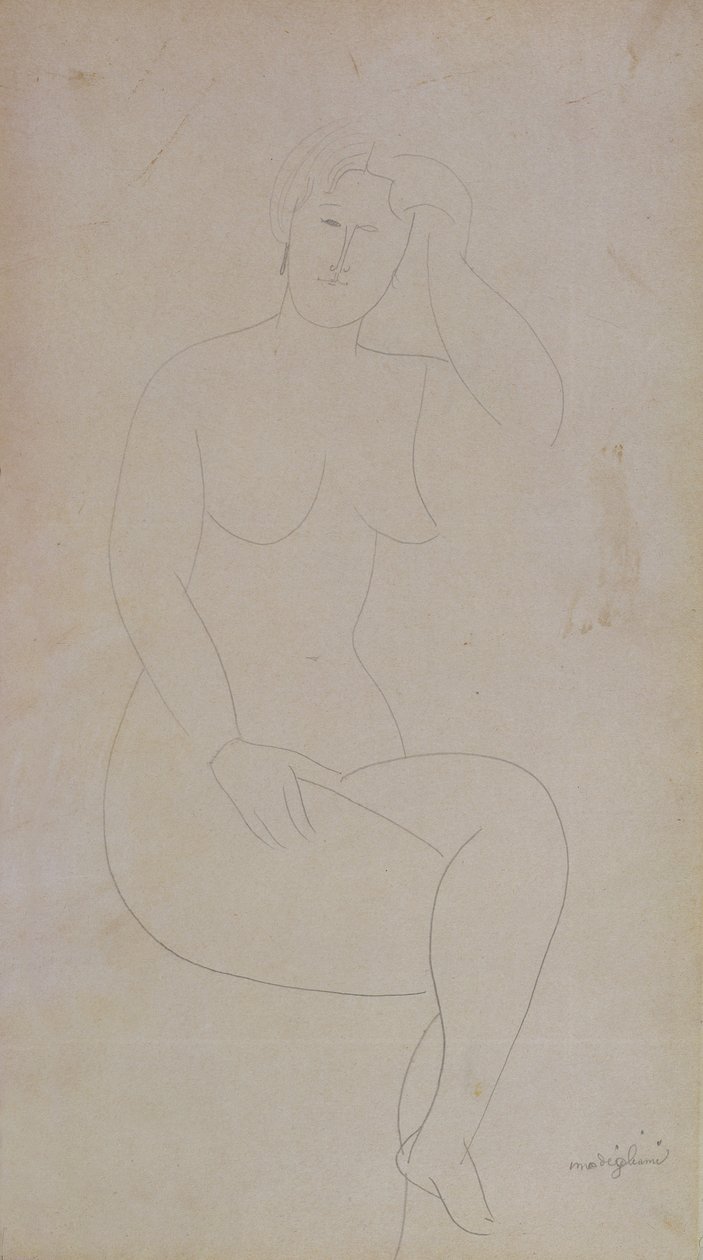 Çıplak Ayakta Kız (Bacak Çapraz) by Amedeo Modigliani