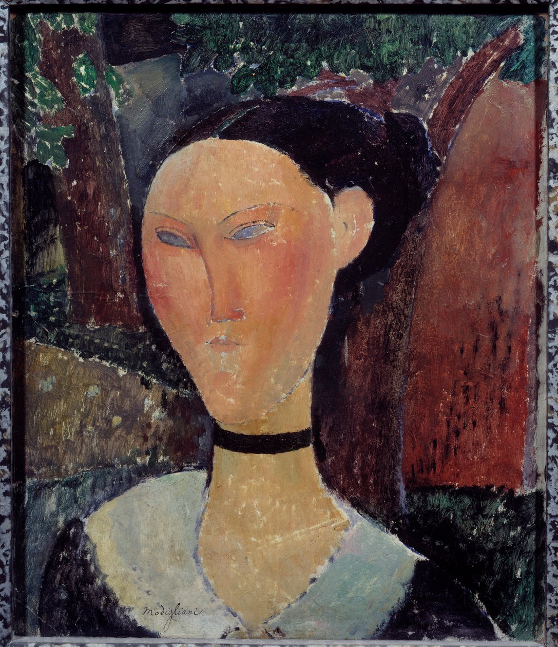 Kadife Kurdeleli Kadın Portresi Tablosu, Amedeo Modigliani (1884-1920) 1915 Güneş. 0,54x0,45 m Paris, Musee de l