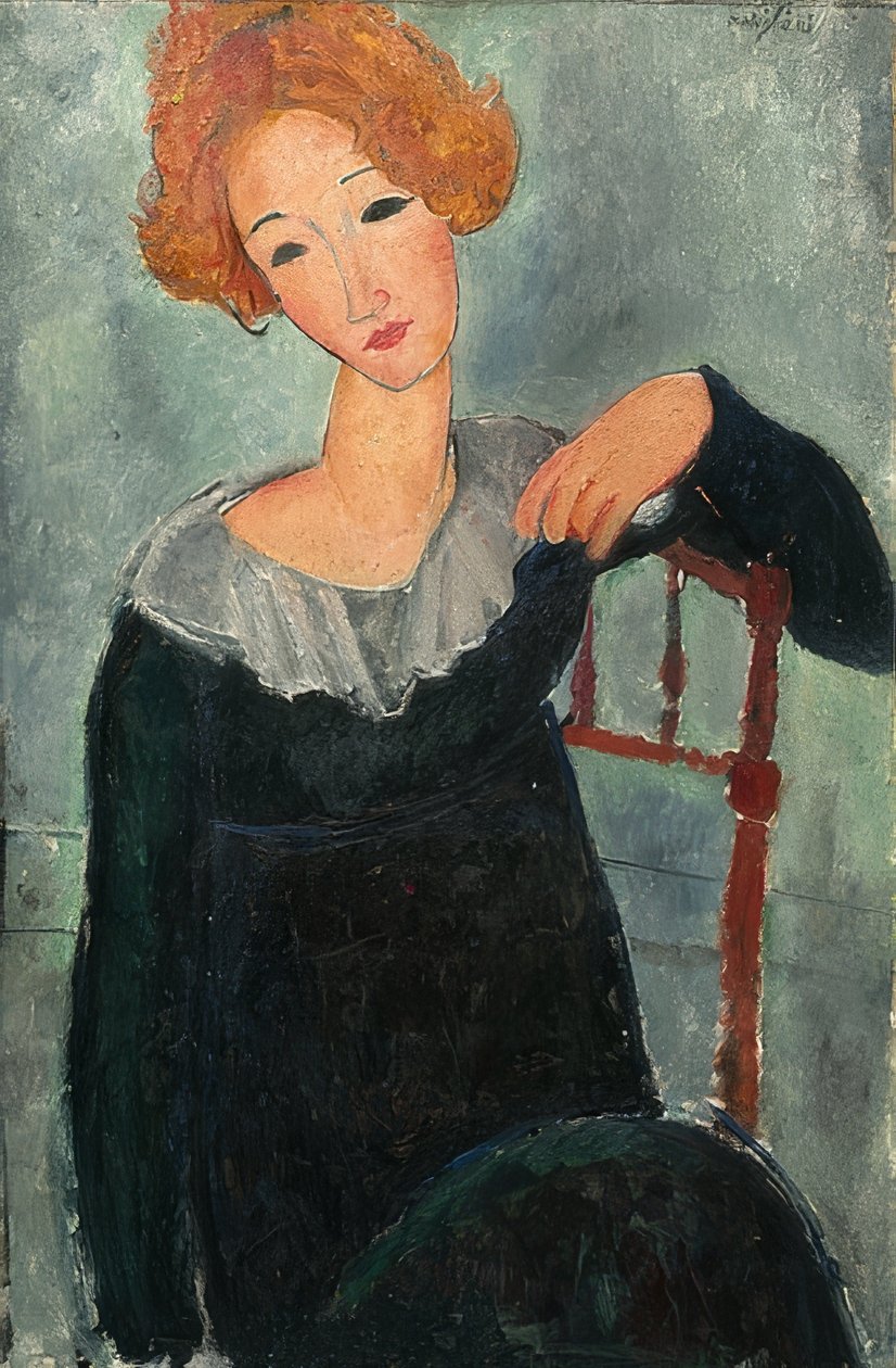 Kızıl saçlı kadın. 1917 by Amedeo Modigliani