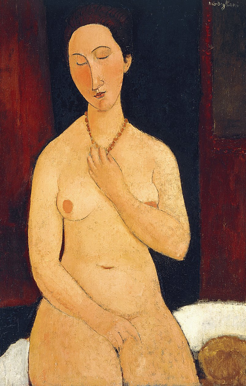 Çıplak Oturan Kolye, 1917 by Amedeo Modigliani