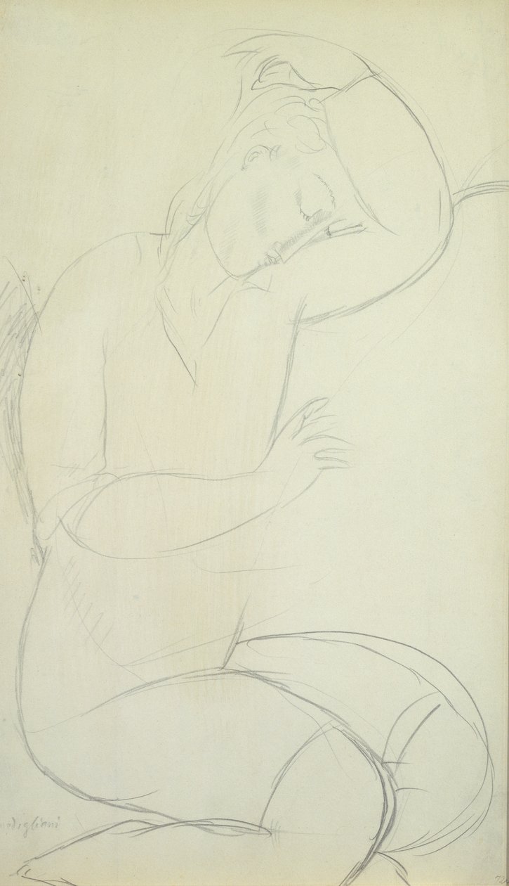 Uyuyan Kadın (kağıt üzerine kurşun kalem) by Amedeo Modigliani