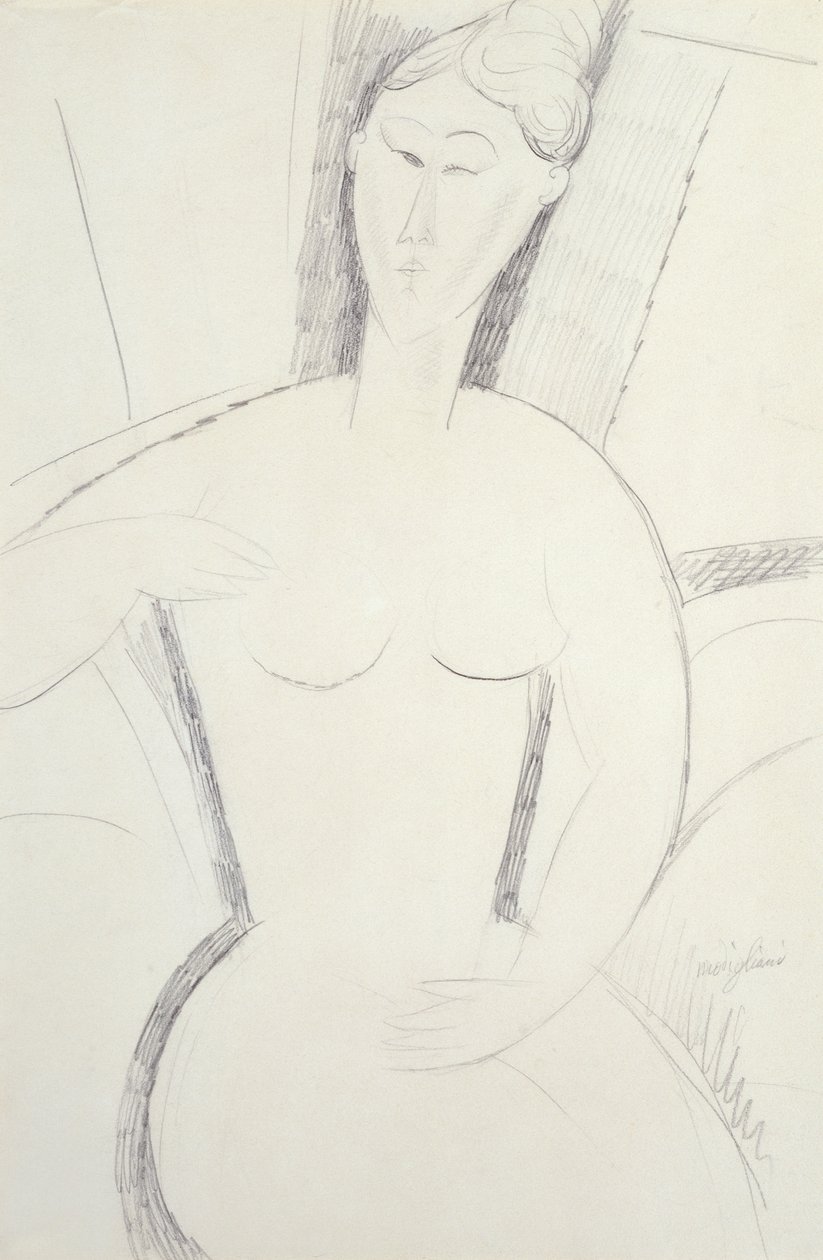 Oturan Kadın (kalem) by Amedeo Modigliani