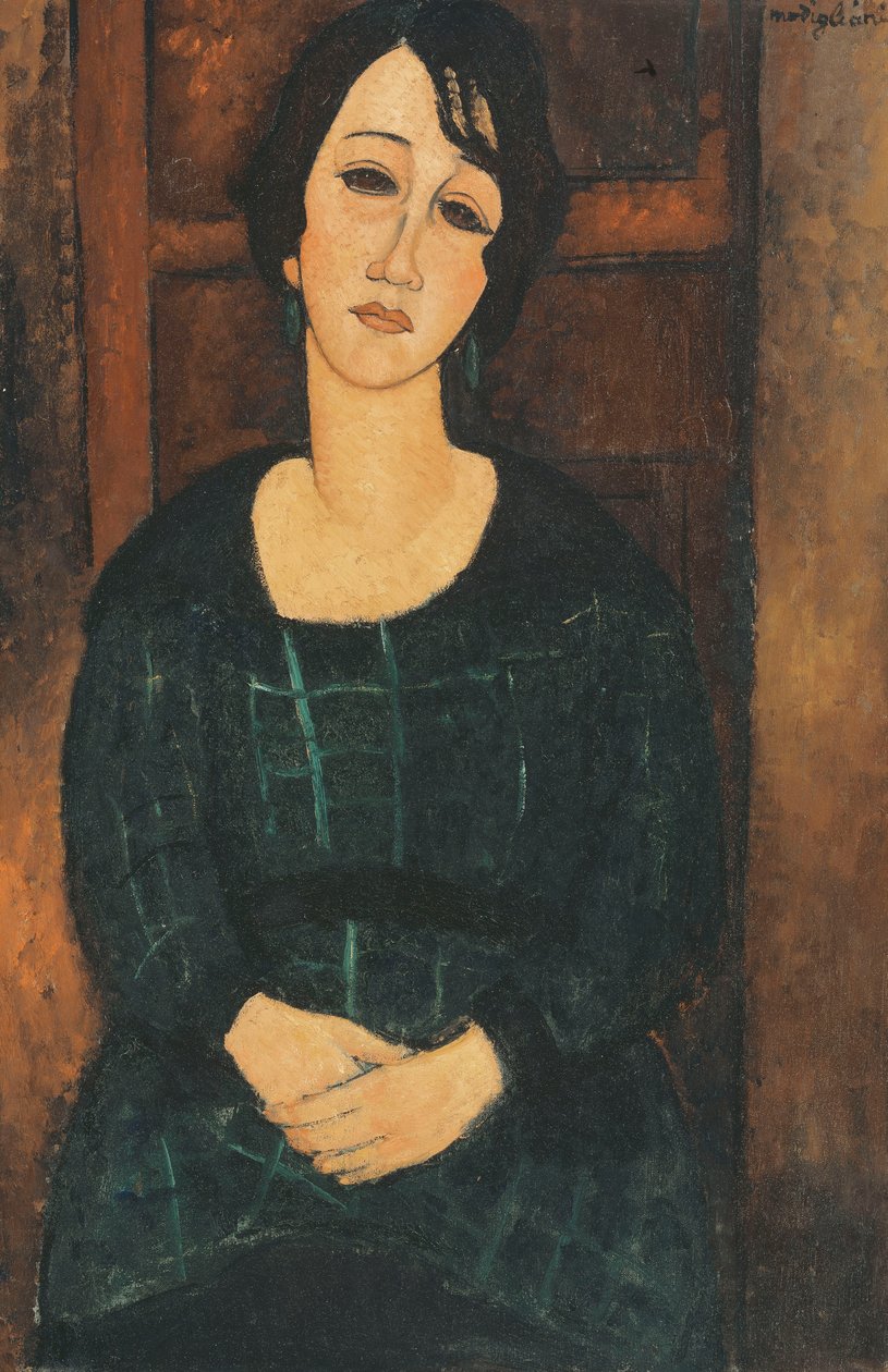 Ekose Elbiseli Kadın, 1916 by Amedeo Modigliani