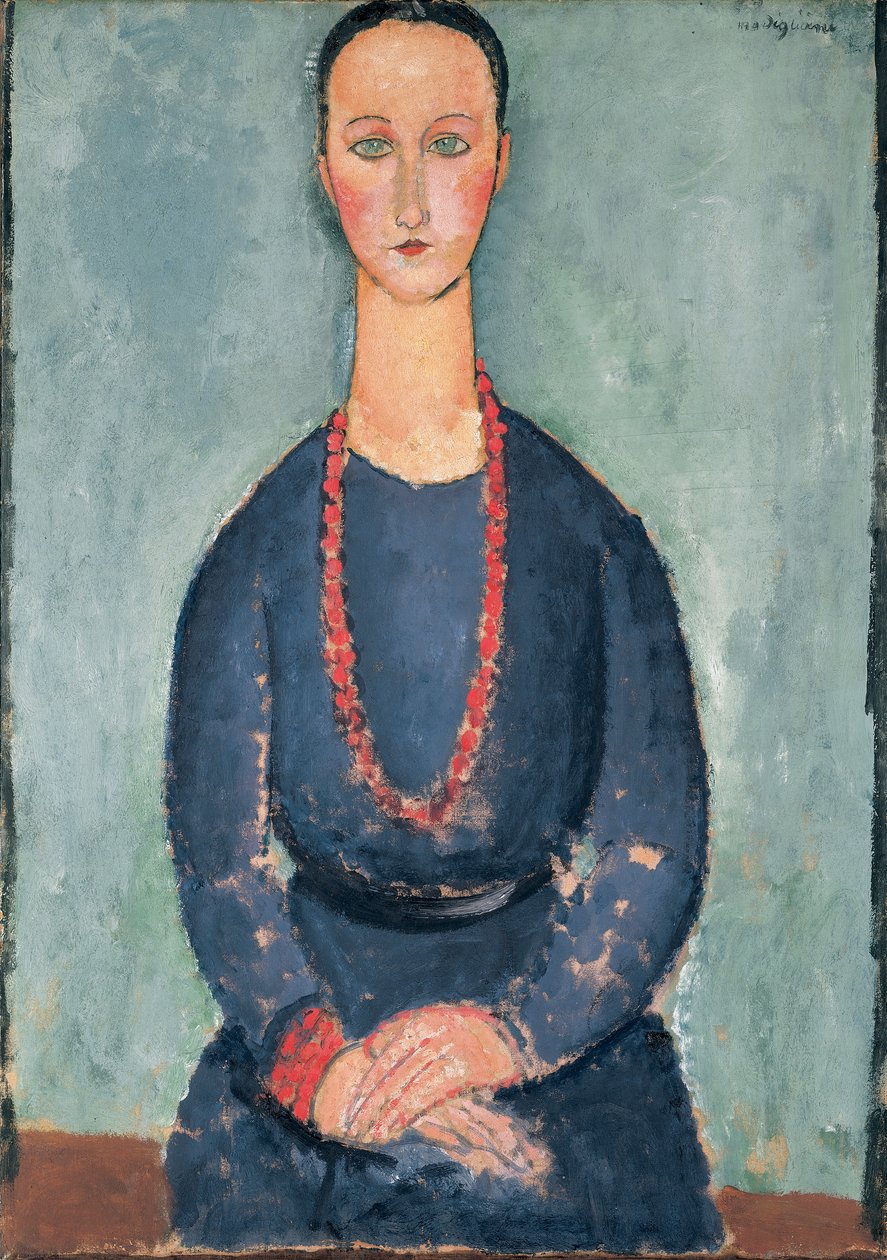 Kırmızı Kolyeli Kadın, 1918 by Amedeo Modigliani