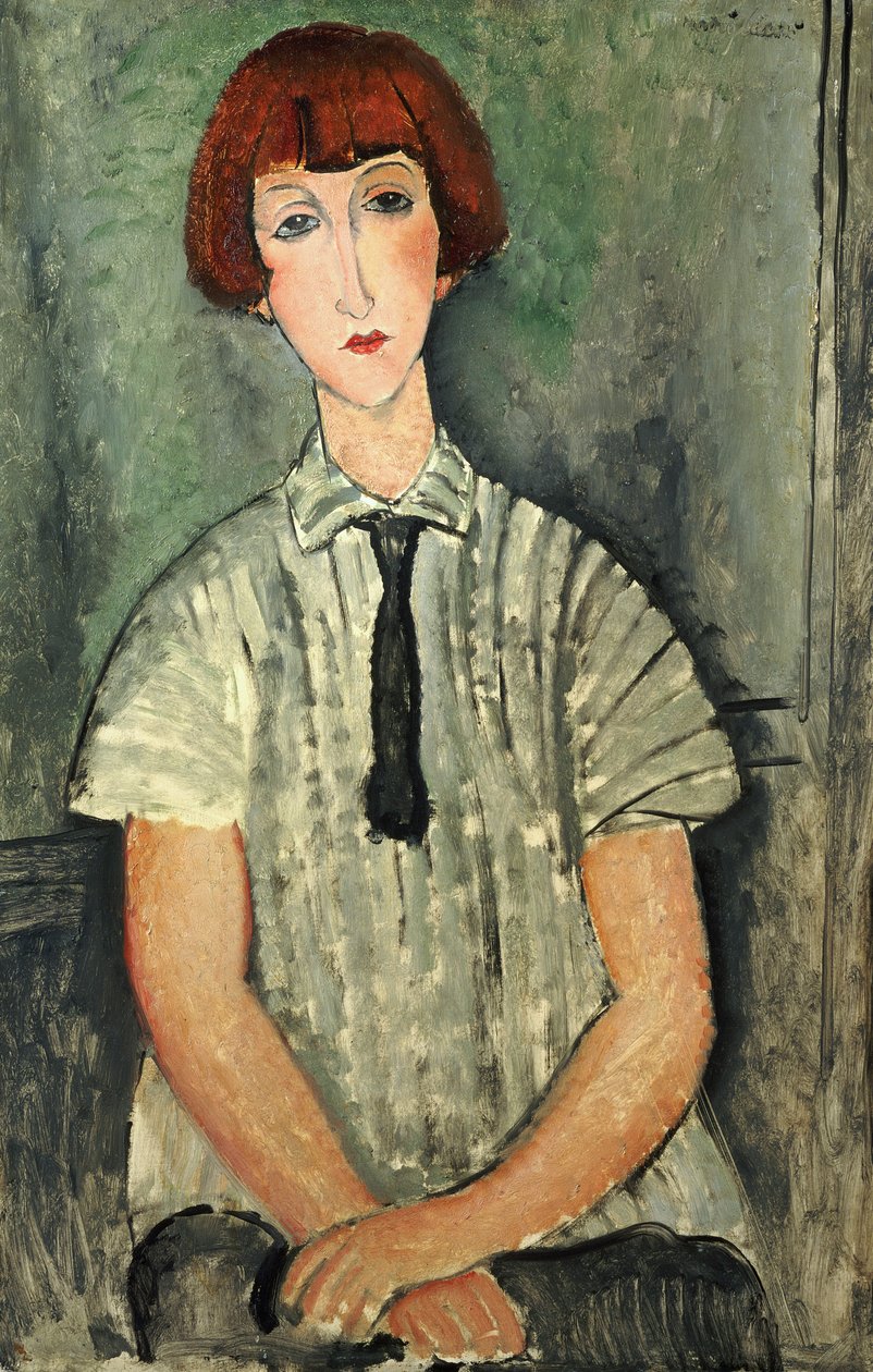 Çizgili Gömlekli Genç Kız, 1917 by Amedeo Modigliani