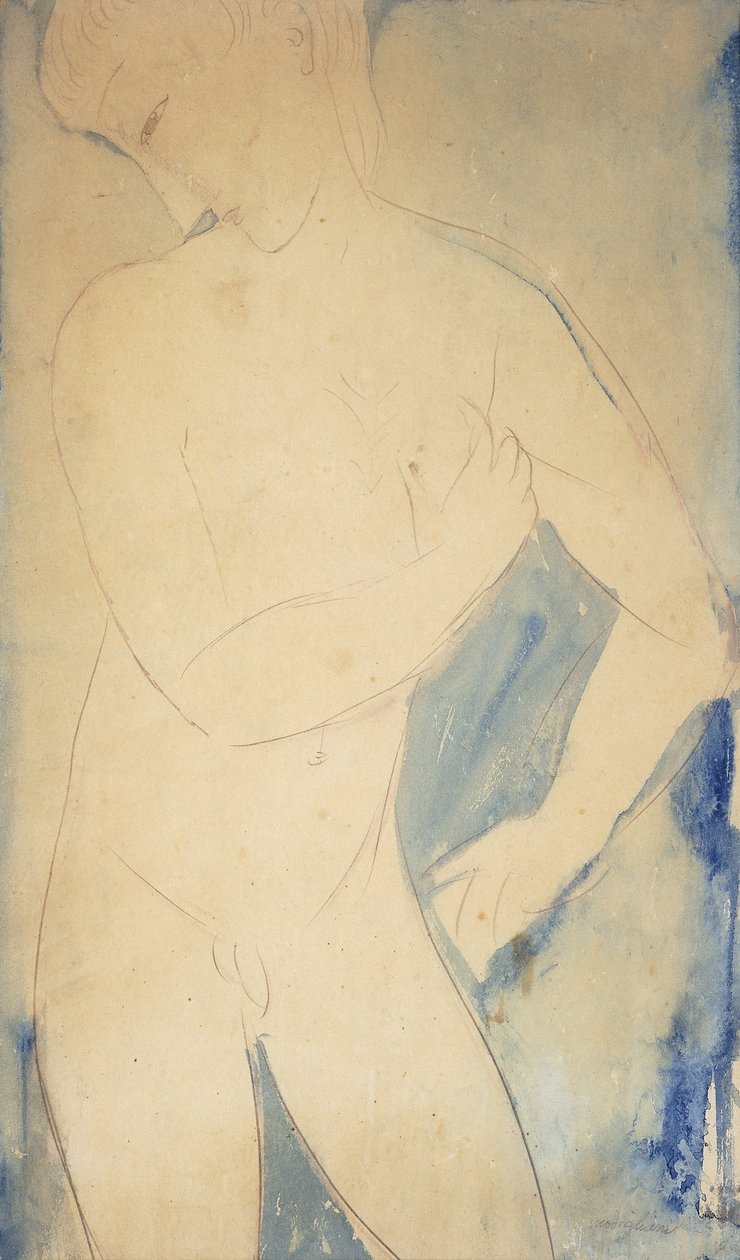 genç çıplak çocuk; çıplak genç çocuk by Amedeo Modigliani